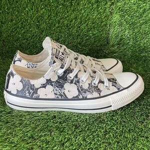 Converse X Andy Warhol All Star Tennis Shoes Flowers Art Women's 6 Men's 4